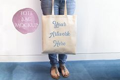 Tote Bag Mockup - Woman holding bag Product Image 1