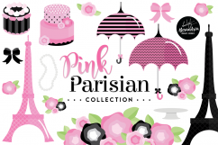 Pink Parisian Clipart Graphics &amp; Digital Paper Patterns Bundle Product Image 1