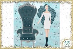 Christmas Snow Queen in Turquoise and Silver 25 PNG images Product Image 8