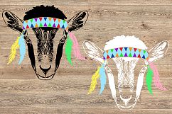 Goat Bandana Boho feathers SVG Cutting Files Texas 994s Product Image 2