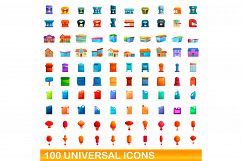 100 universal icons set, cartoon style Product Image 1