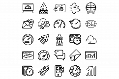 Internet speed icons set, outline style Product Image 1