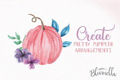 Pumpkins Pink Blue Pastel Floral Clipart Elements Flowers Product Image 6
