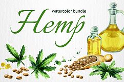 HEMP bundle. Hand painted watercolor Product Image 1