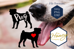 Pug SVG PNG DXF Dog Breed Lover Cut File Clipart Decal Product Image 1