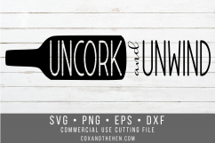 Uncork and Unwind Wine Sign Stencil SVG Product Image 1