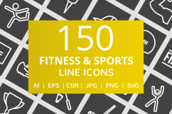 150 Fitness &amp; Sports Line Inverted Icons Product Image 1