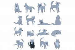 Wolf icons set, cartoon style Product Image 1