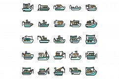 Fishing boat icons set vector flat Product Image 1
