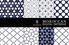 8 Seamless Moroccan Patterns - Cobalt Blue &amp; White Product Image 1