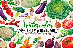 Watercolor Vegetables, Herbs Product Image 1
