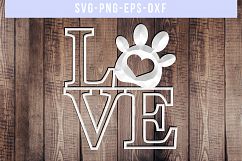 Love Dog SVG Cut File, Pet Dog Papercut, Paw, DXF, EPS, PNG Product Image 3