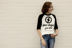 Raglan Tee Photoshop Mock Up with Teen Model Product Image 1