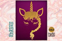 Gold unicorn face Iron on SVG clipart Product Image 1