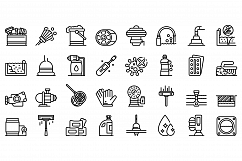 Pool cleaning icons set, outline style Product Image 1