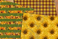 Sunflower Digital Papers, Vintage Sunflowers Scrapbook Papers Product Image 3