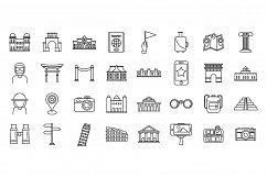 Sightseeing tourist icons set, outline style Product Image 1