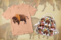 Exotic bison wild animal PNG watercolor set Product Image 5
