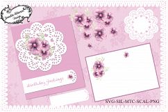 Mauve watercolour flower decoupage card kit  Product Image 1