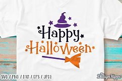 Happy Halloween SVG, Halloween SVG, Witch Hat, Broom SVG PNG Product Image 2