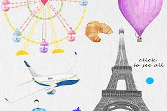 Trip &amp; travel watercolor clip art set Product Image 2