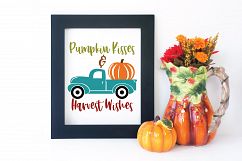 Pumpkin Kisses &amp; Harvest Wishes SVG - Fall SVG Cut File DXF Product Image 4