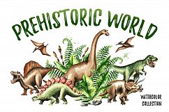 Prehistoric world. Watercolor bundle Product Image 1