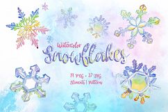 Nice snowflakes PNG watercolor set Product Image 1