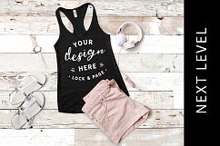 Black Next Level 1533 Tank Top Mockup Muscle Top Flat Lay Product Image 1