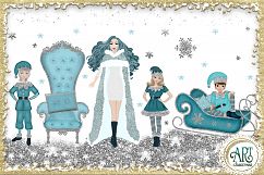 Christmas Snow Queen in Turquoise and Silver 25 PNG images Product Image 9
