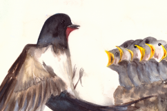 Watercolor Mother &amp; Baby - Swallows - Clip Art &amp; Print Product Image 2