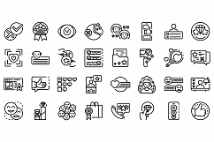 Product review icons set, outline style Product Image 1