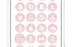 Pink Glitter Social Media Icons Product Image 2
