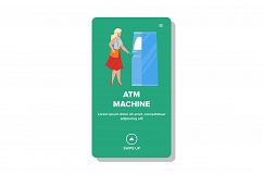 Atm Machine Using Woman For Getting Cash Vector Product Image 1