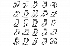 Socks icons set, outline style Product Image 1