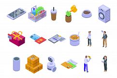 Personal assistant icons set, isometric style Product Image 1