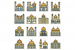 Mosque icons vector flat Product Image 1