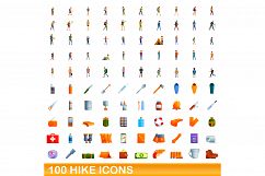 100 hike icons set, cartoon style Product Image 1