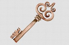 Watercolor vintage old keys PNG set   Product Image 4