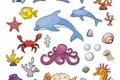 Sea Friends. Vector doodles and seamless patterns. Product Image 2