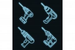 Drilling machine icons set vector neon Product Image 1