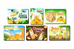 Orange Juice Creative Promotion Posters Set Vector Product Image 1