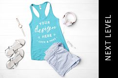 Tahiti Blue Girls Tank Top Mockup Next Level 1533 Fashion Product Image 1