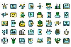 Online marketing icons set vector flat Product Image 1