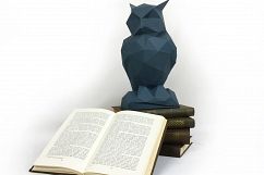 Night Owl, Papercraft Owl, Paper Owl, Animal Trophy, Loft Decor, Home Decor, 3D papercraft model, animal head, lowpoly DIY, hobby idea, DIY Product Image 9
