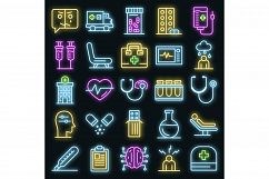 Mental hospital icons set vector neon Product Image 1