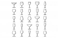 Home wineglass icons set, outline style Product Image 1