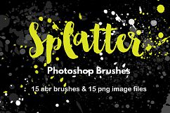 Watercolor Splatter Graffiti Paint Strokes Photoshop Brushes Product Image 1