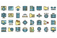 Data center icons set vector flat Product Image 1