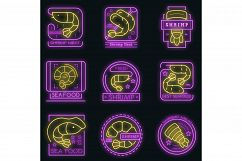 Shrimp icon set vector neon Product Image 1